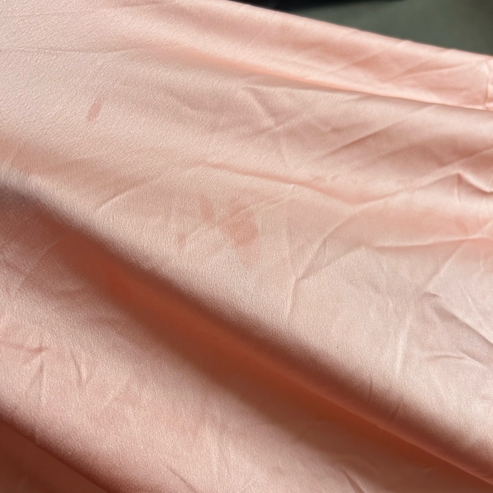 NWT LA FEMME Strapless Slit Satin Ballgown Prom Dress in Peach Size US 4 - Picture 8 of 12